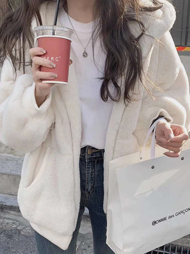 Big Pocket Plush Hooded Fashion Jacket - INTOHYPEZONE