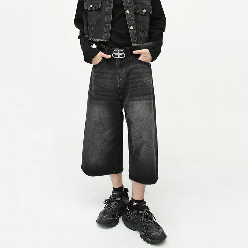 Washed Knee Length Denim Shorts - INTOHYPEZONE