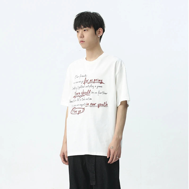 Trend Letter Loose Short Sleeve T-shirt - INTOHYPEZONE