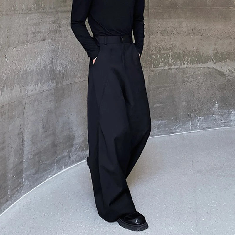 Pleated Spliced Wide Leg Trousers - INTOHYPEZONE