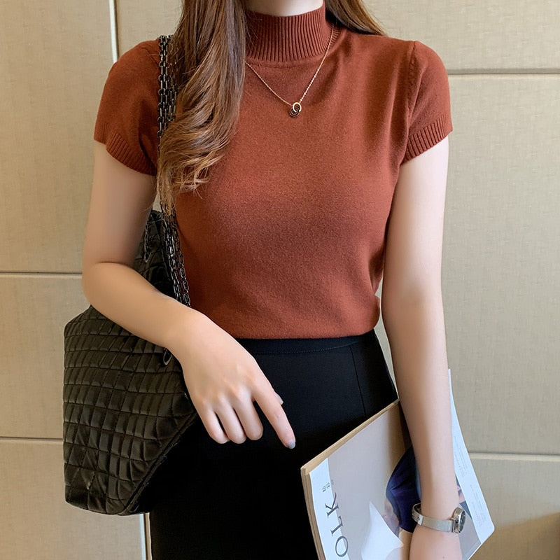 Turtleneck Knitted Women Blouse - INTOHYPEZONE WOMEN