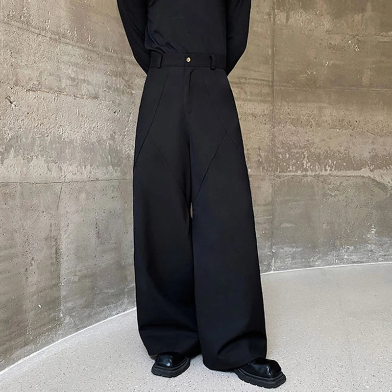 Pleated Spliced Wide Leg Trousers - INTOHYPEZONE