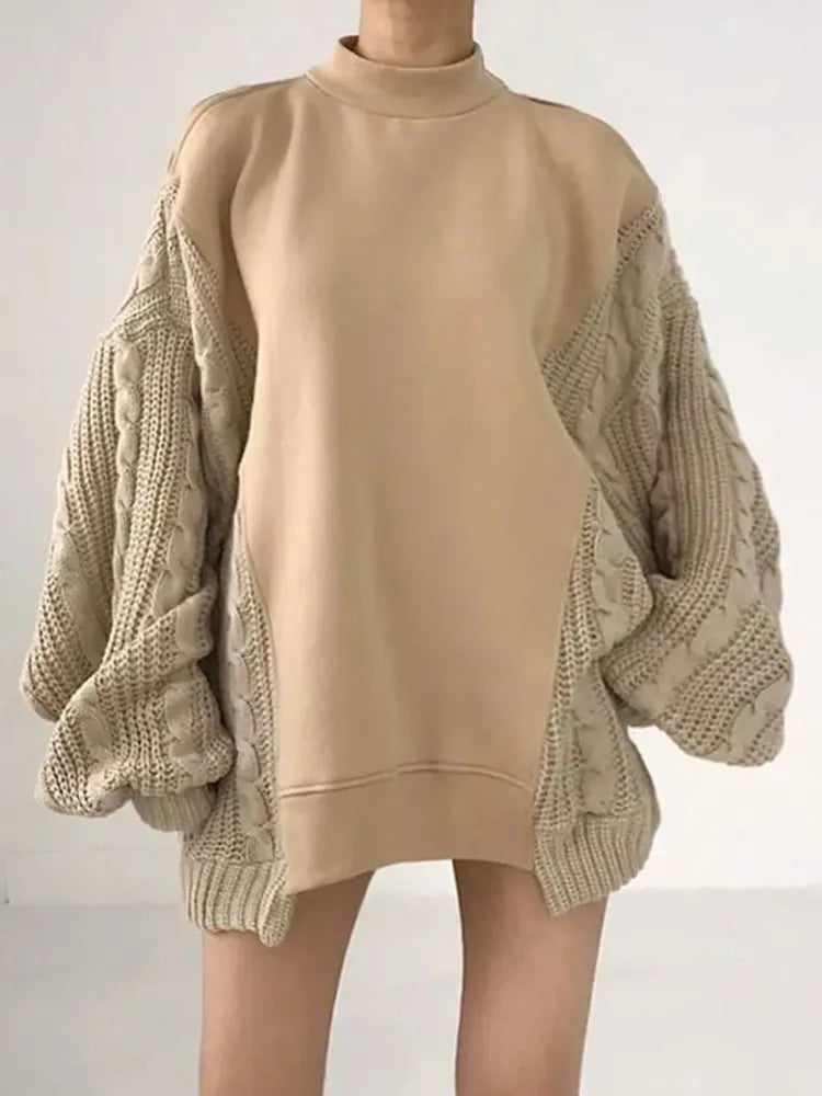 Hollow Out Off Shoulder Patchwork Pullover - INTOHYPEZONE