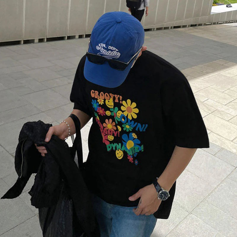 Summer Floral Print Crewneck T-shirt - INTOHYPEZONE