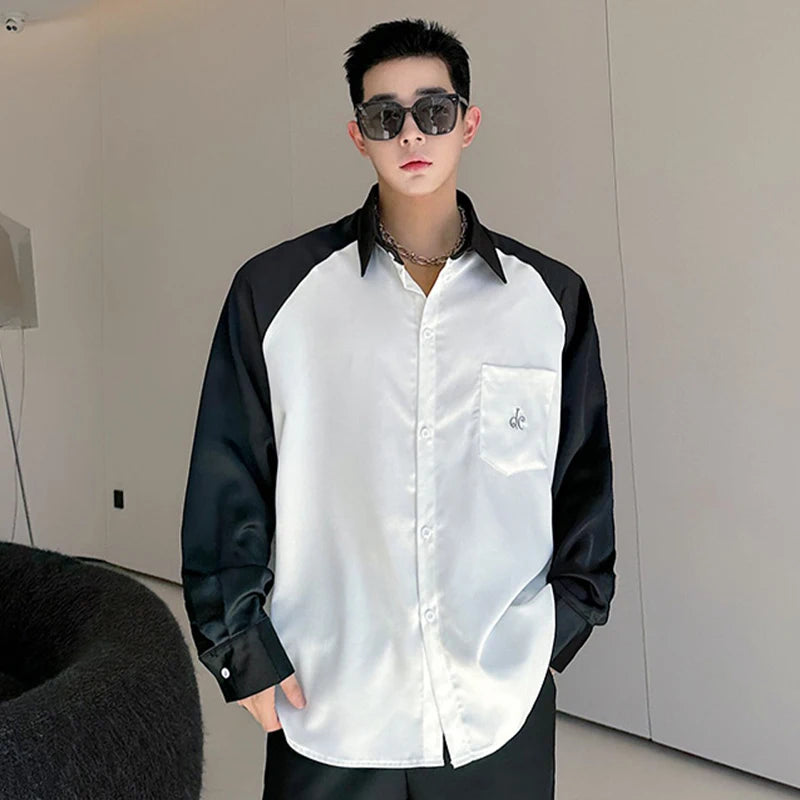 Contrast Color Spliced Shirt - INTOHYPEZONE