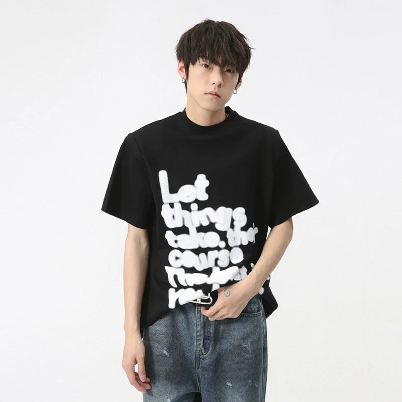 Letter Print Crewneck T-shirt - INTOHYPEZONE