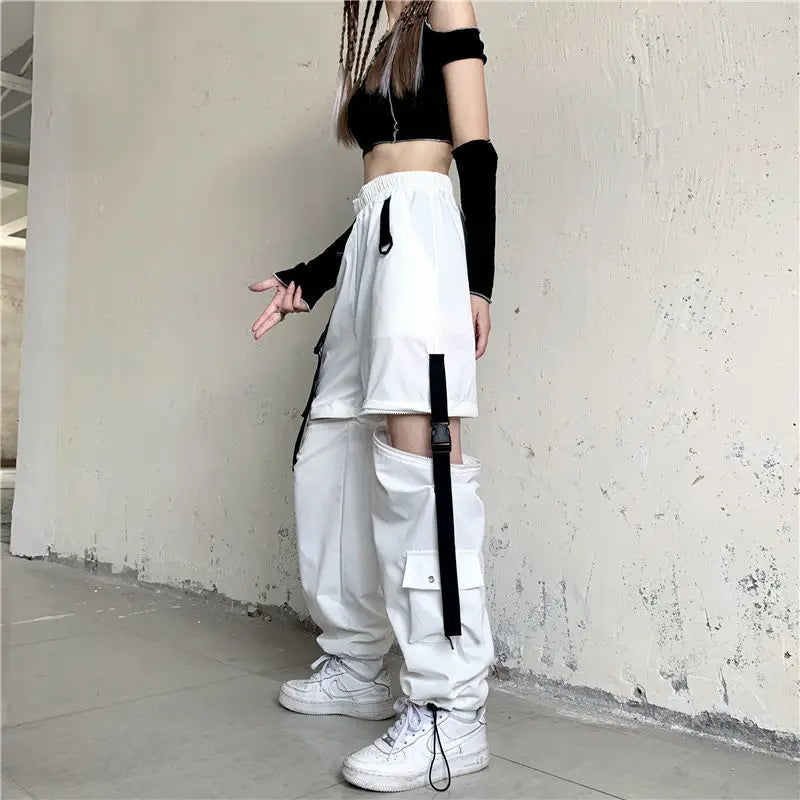 White High Waist Cargo Pants - INTIOHYPEZONE