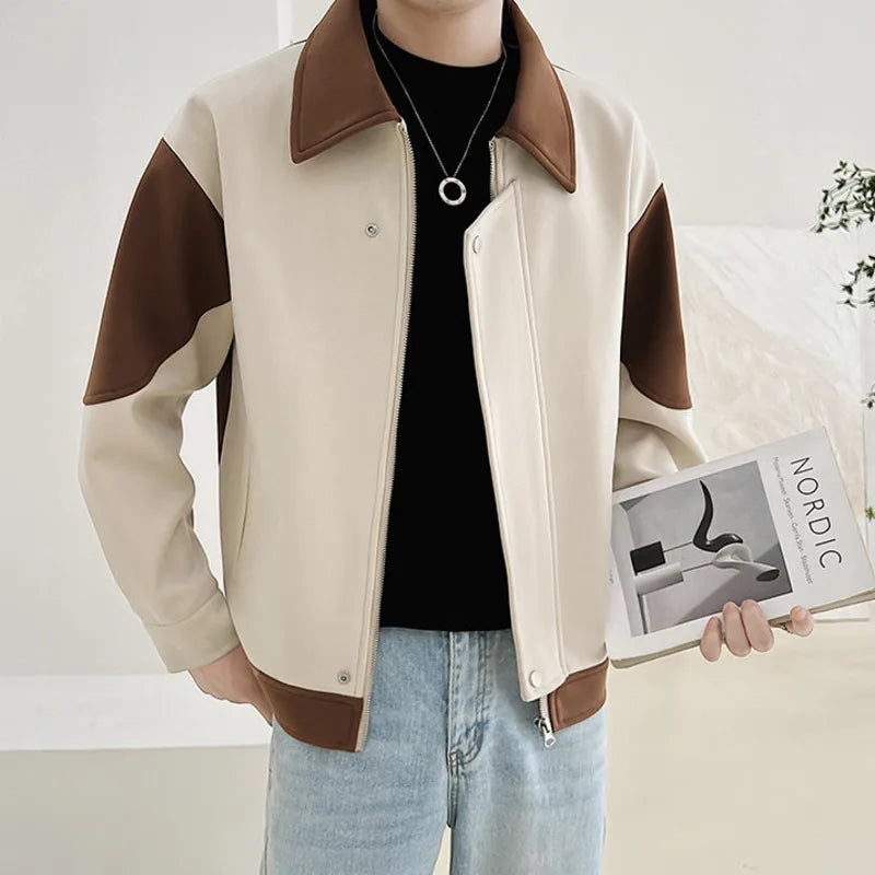 Woolen Contrast Color Loose Jacket - INTOHYPEZONE