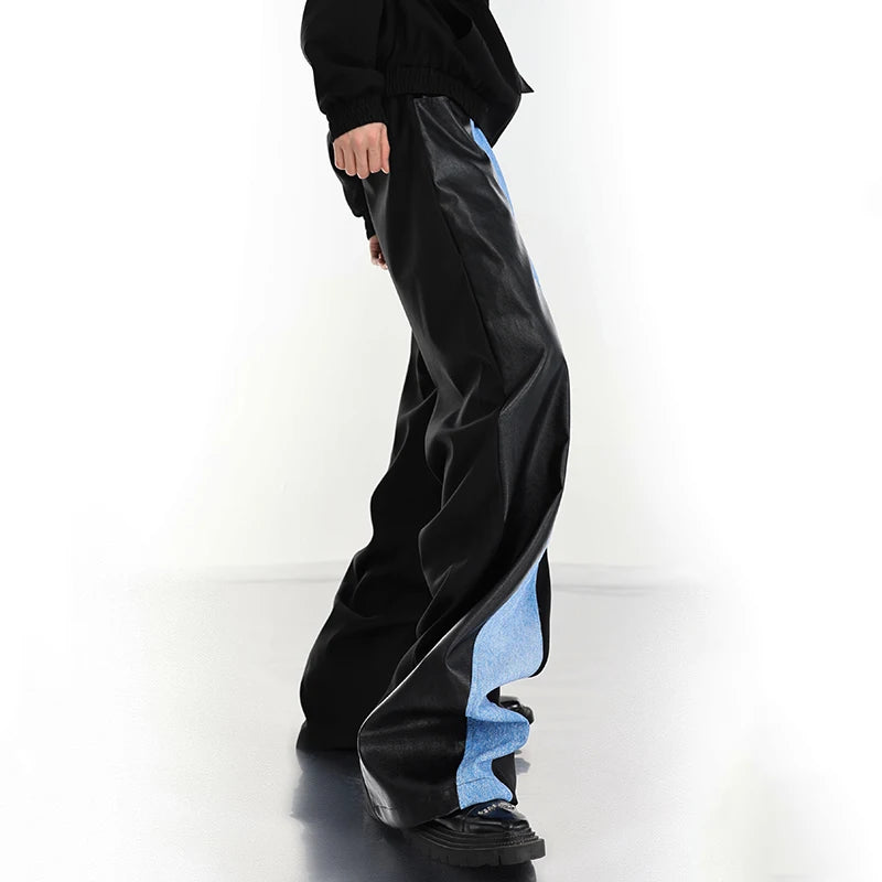 PU Leather Patchwork Jeans - INTOHYPEZONE