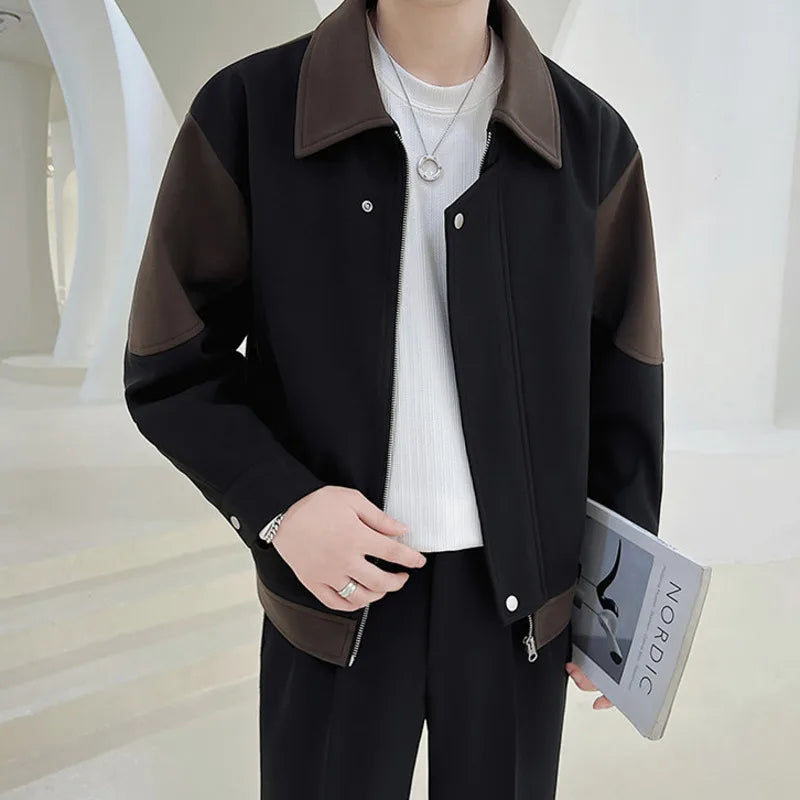 Woolen Contrast Color Loose Jacket - INTOHYPEZONE