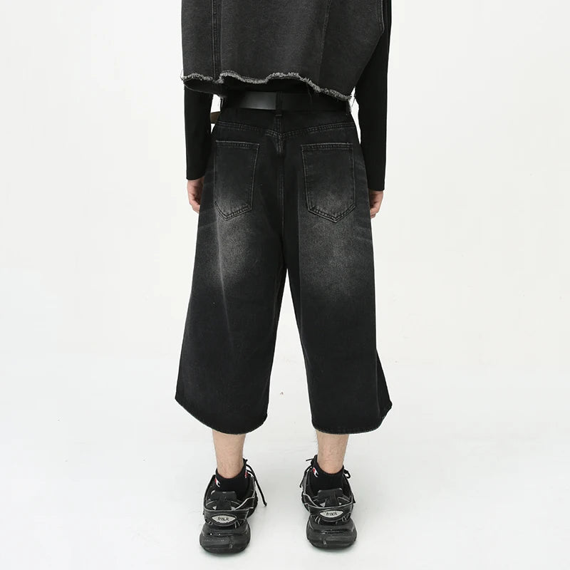 Washed Knee Length Denim Shorts - INTOHYPEZONE
