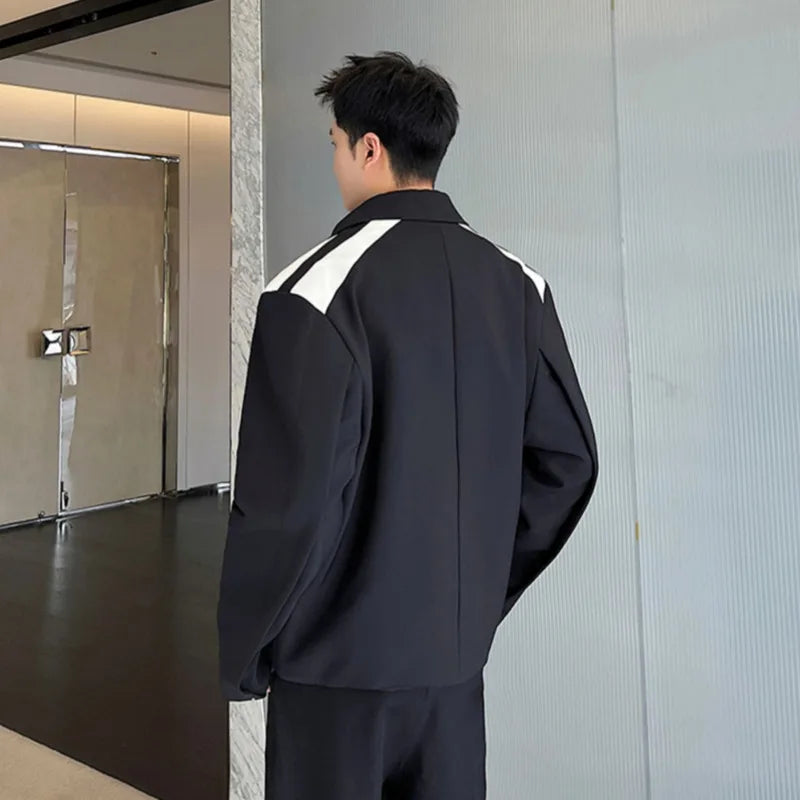 Black White Contrast Color Casual Jacket - INTOHYPEZONE