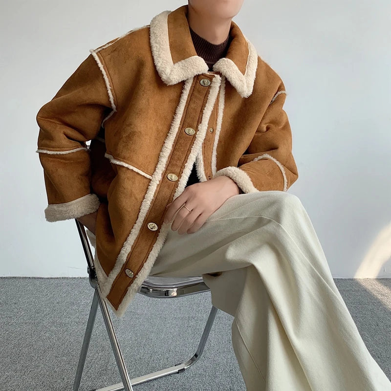Faux Fur Jackets Thickened Metal Button Coat - INTOHYPEZONE