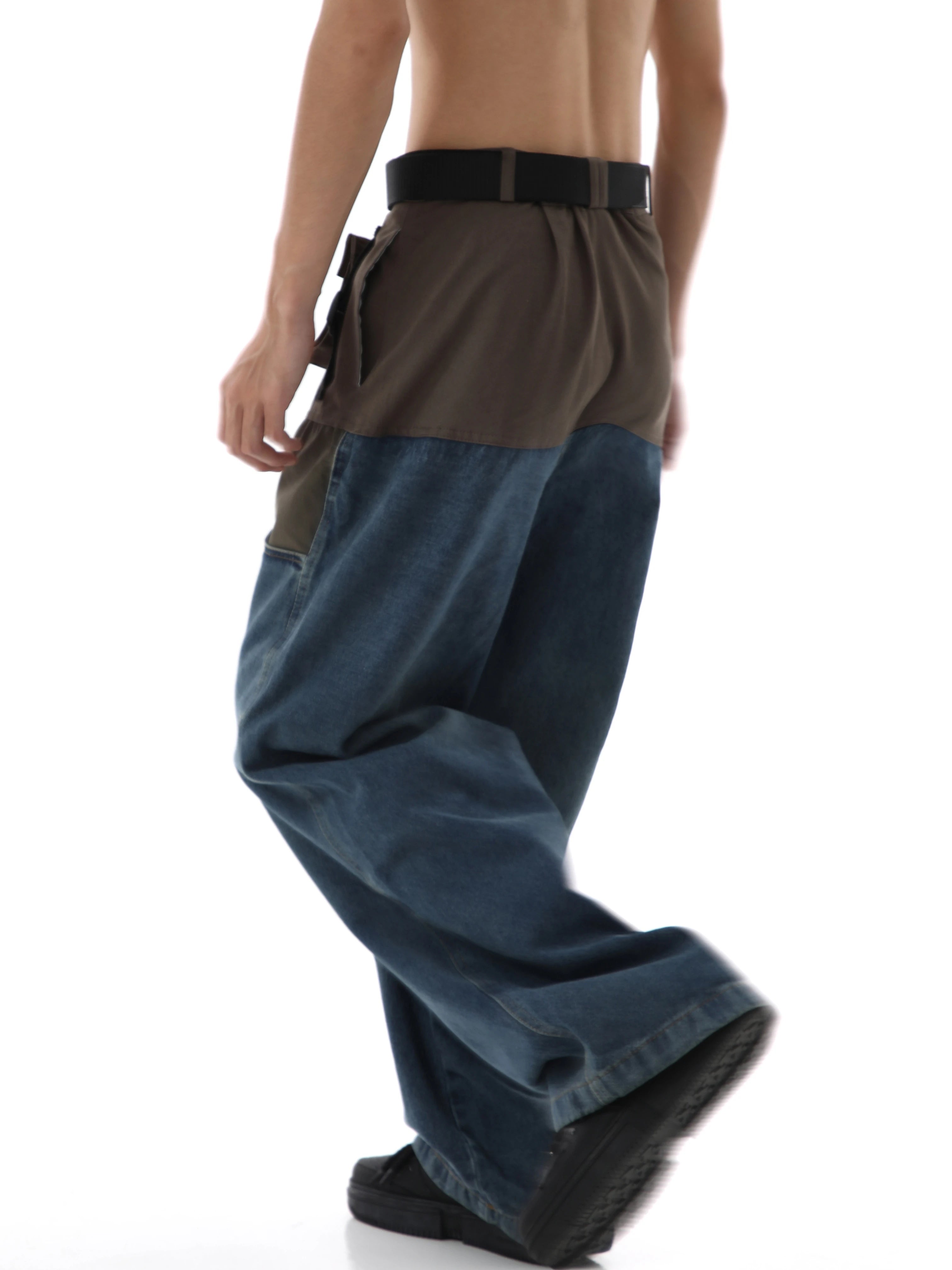 Patchwork Baggy Wide Leg Jeans Pants - INTOHYPEZONE