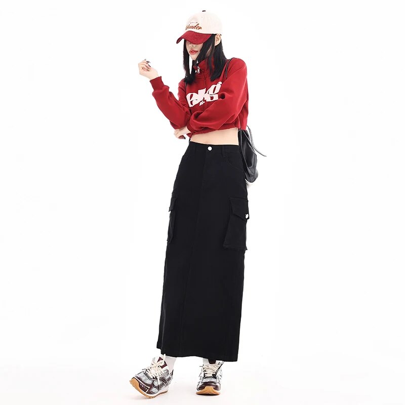 Flap Pocket Denim Skirt - INTOHYPEZONE