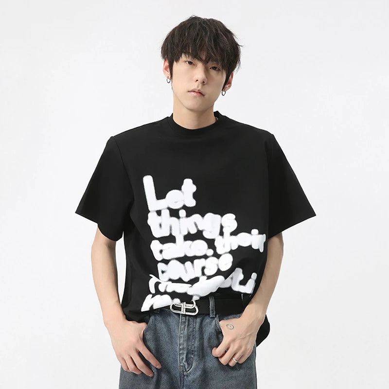 Letter Print Crewneck T-shirt - INTOHYPEZONE