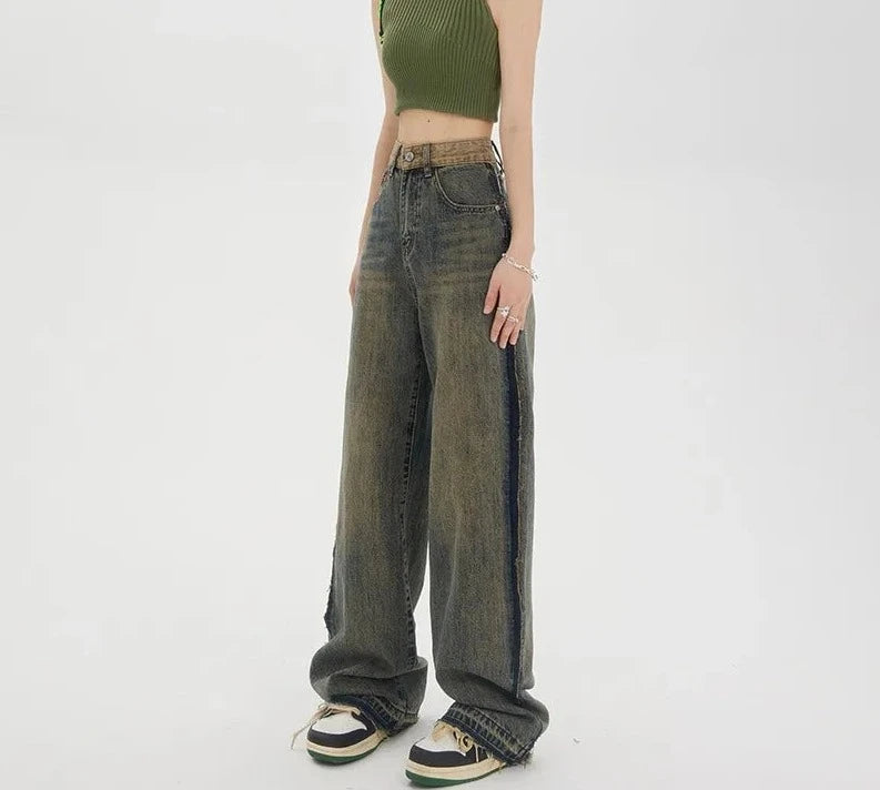Retro Straight Leg Jeans Pants - INTOHYPEZONE