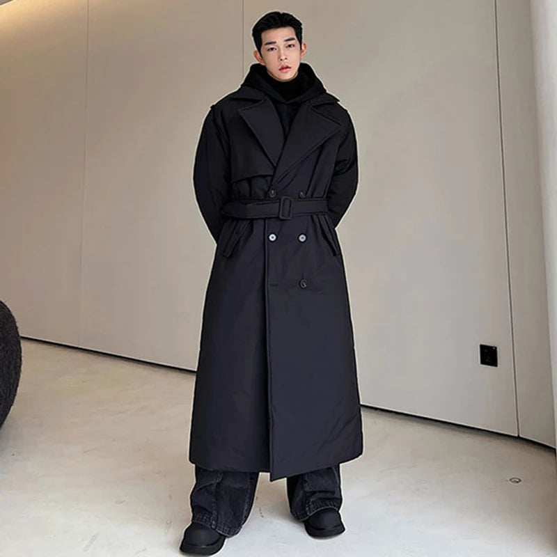 Double Breasted Over Knee Padded Coat - INTOHYPEZONE