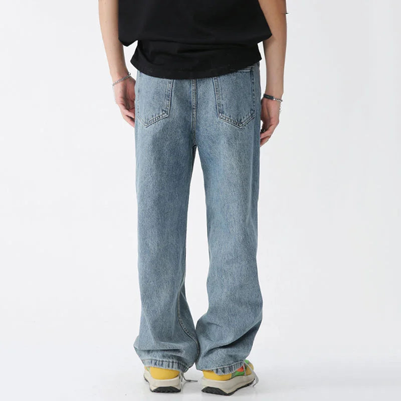 Structure Spliced Straight Denim Pants - INTOHYPEZONE