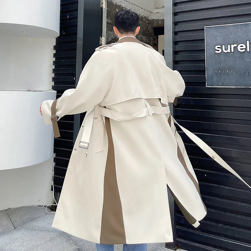 Spliced Lapel Belted Trench Coat - INTOHYPEZONE
