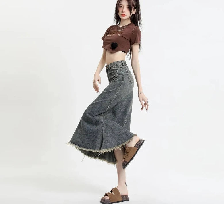 High Waist Sheath Denim Skirt - INTOHYPEZONE