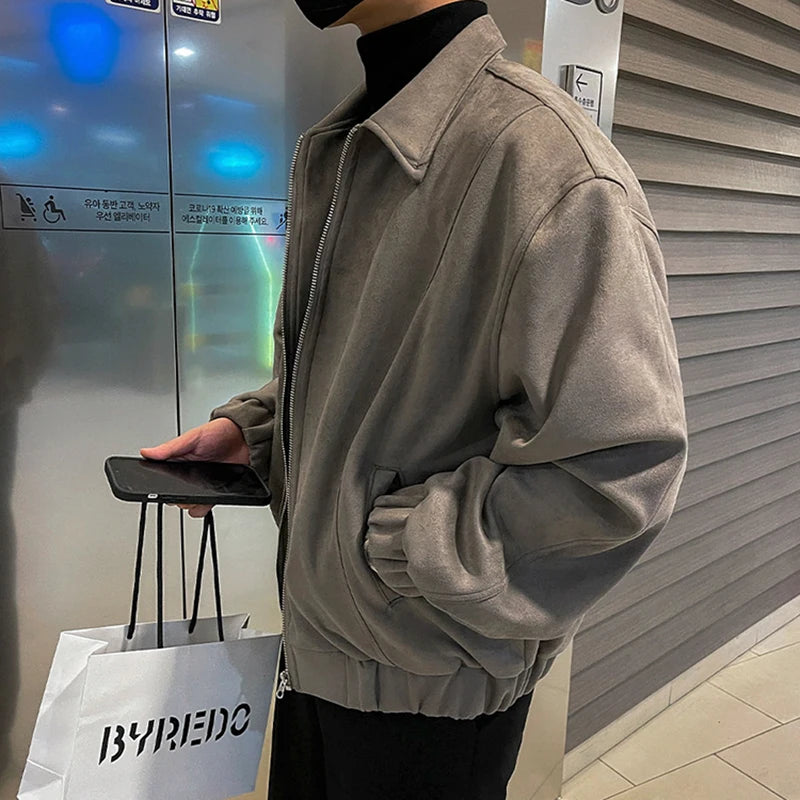 Vintage Solid Color Short Chamois Jacket - INTOHYPEZONE