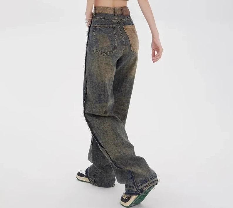 Retro Straight Leg Jeans Pants - INTOHYPEZONE