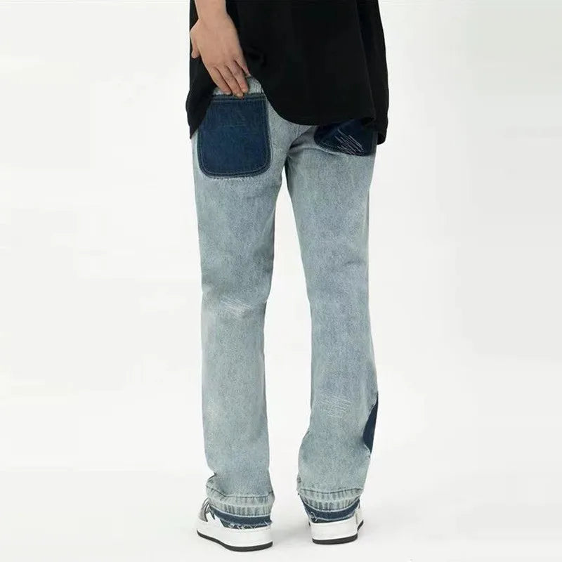 Star Patchwork Denim Pants - INTOHYPEZONE