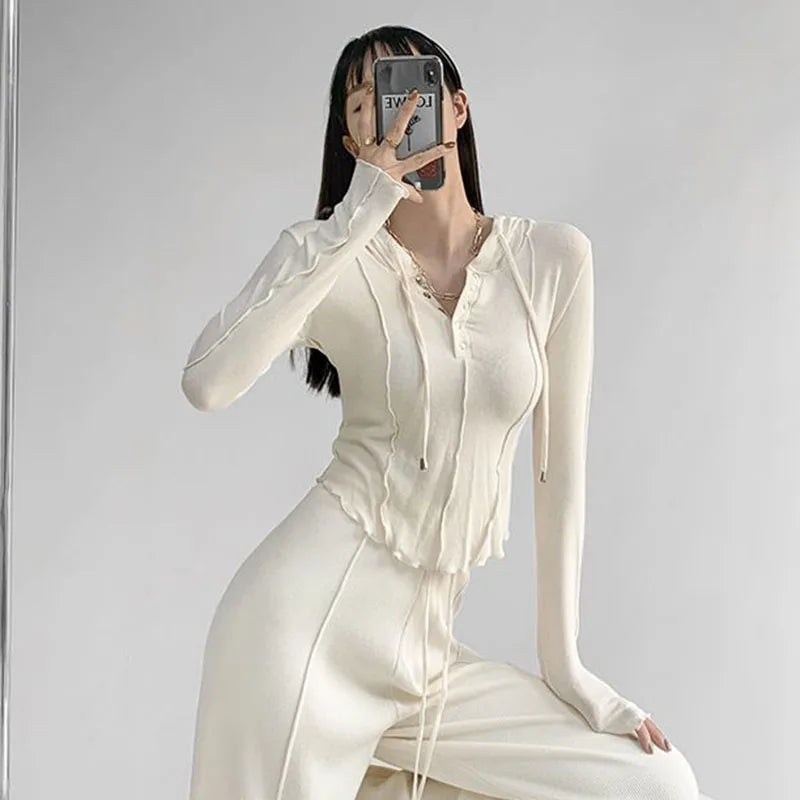 Hooded Button Up Cropped Top - INTOHYPEZONE