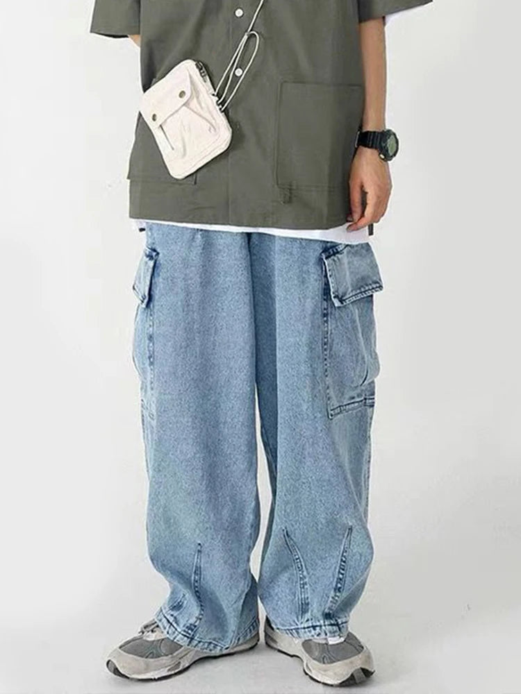 Baggy Loose Cargo Denim Pants - INTOHYPEZONE