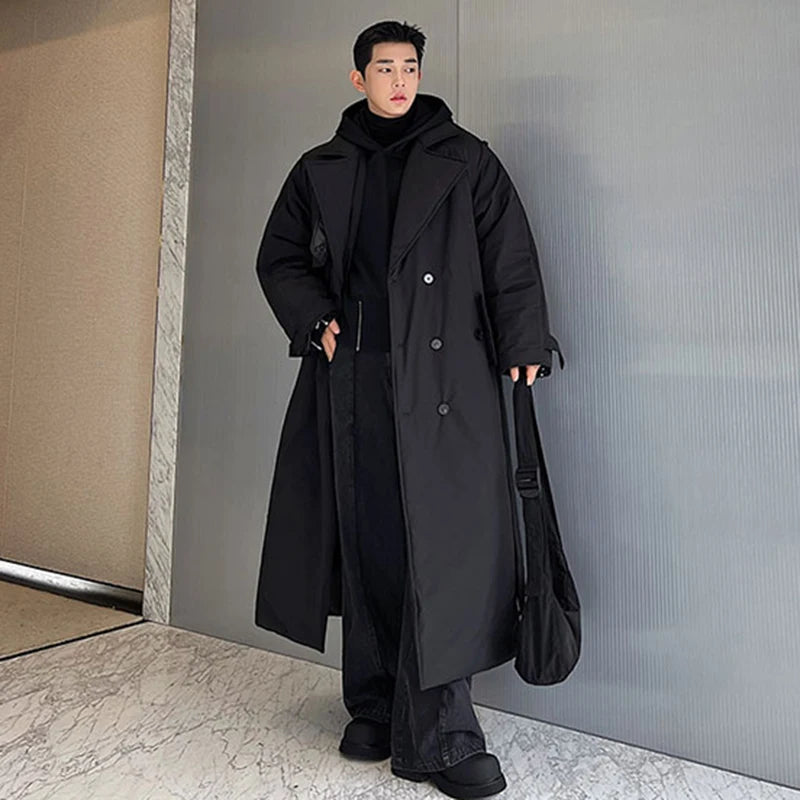 Double Breasted Over Knee Padded Coat - INTOHYPEZONE