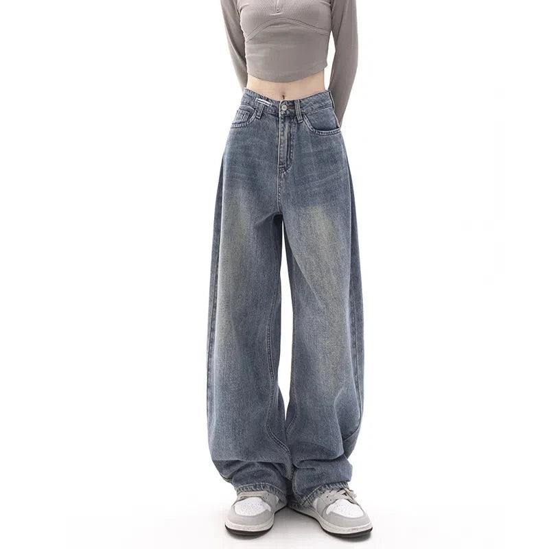 Retro High Waist Straight Denim Pants - INOTHYPEZONE