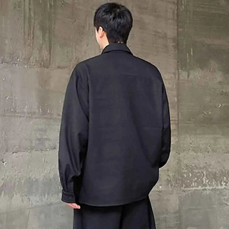 Peaked Collar Buckle Pockets Shirt - INTOHYPEZONE