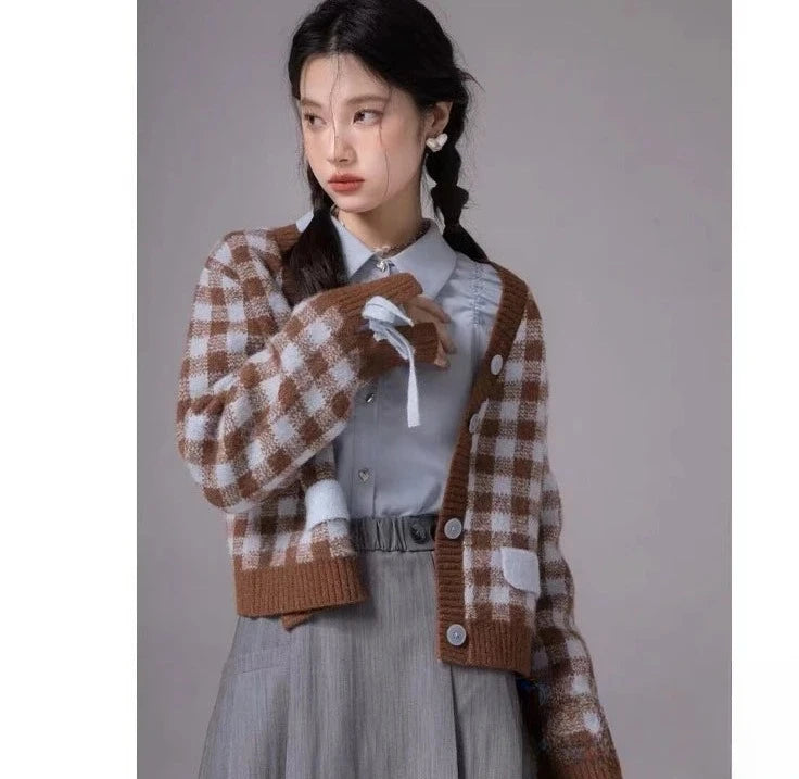 Plaid Long Sleeve Cardigan - INTOHYPEZONE