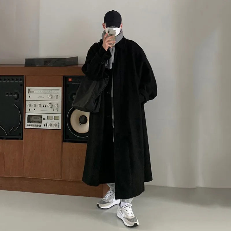 Wool Loose Lapel Long Coat - INTOHYPEZONE