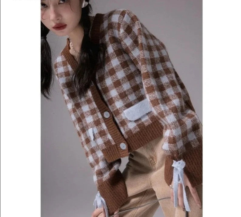 Plaid Long Sleeve Cardigan - INTOHYPEZONE