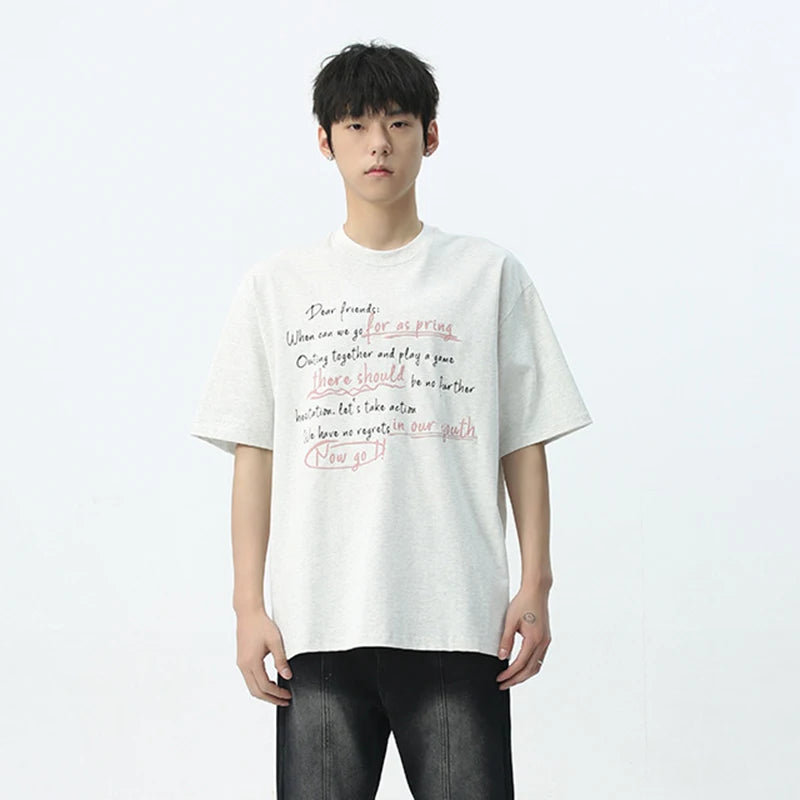 Trend Letter Loose Short Sleeve T-shirt - INTOHYPEZONE