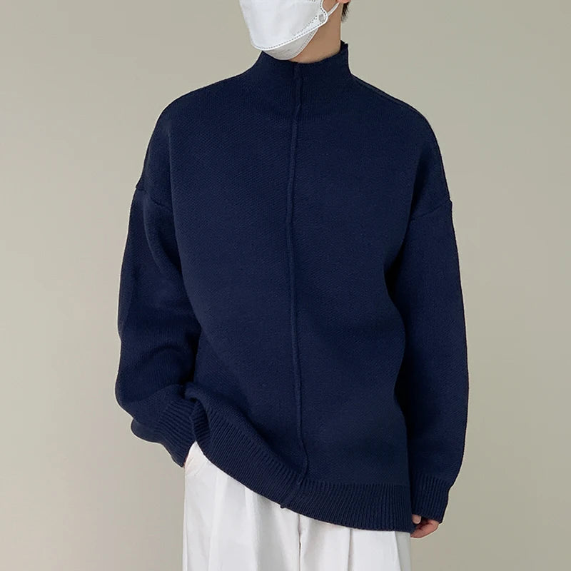 Mock Neck Pleated Pullover Sweater - INTOHYPEZONE
