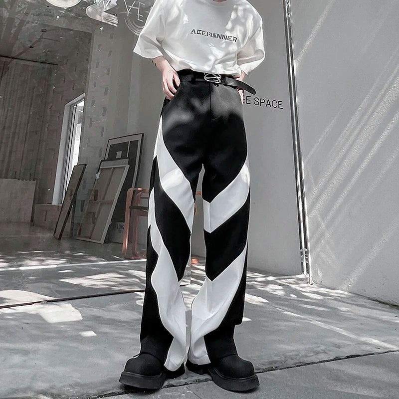 Contrast Color Baggy Casual Pants - INTOHYPEZONE