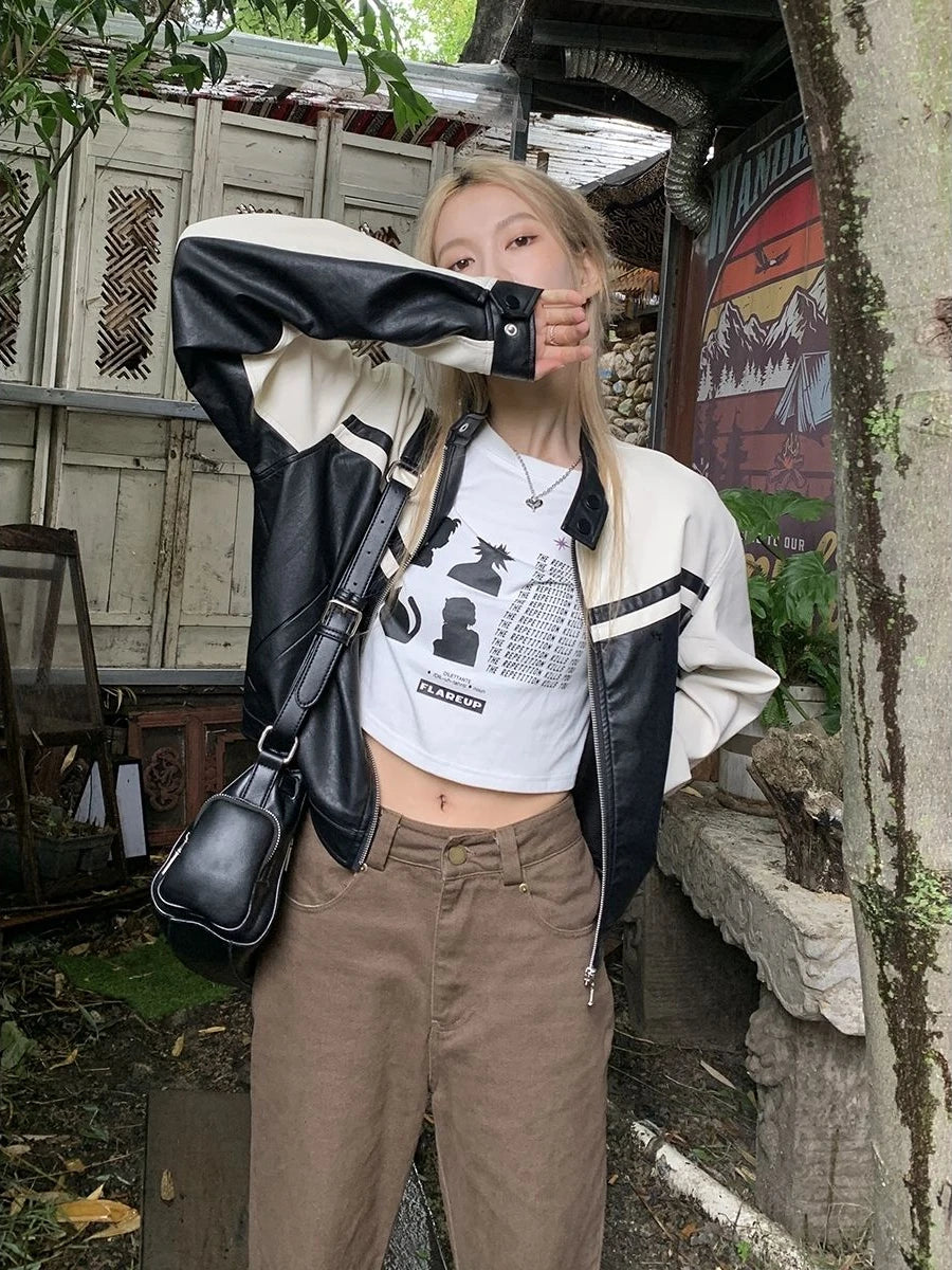 PU Zip-up Bomber Jacket - INTOHYPEZONE