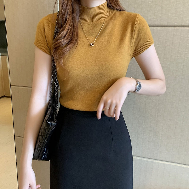 Turtleneck Knitted Women Blouse - INTOHYPEZONE WOMEN