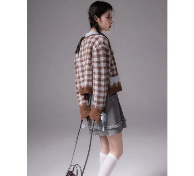 Plaid Long Sleeve Cardigan - INTOHYPEZONE