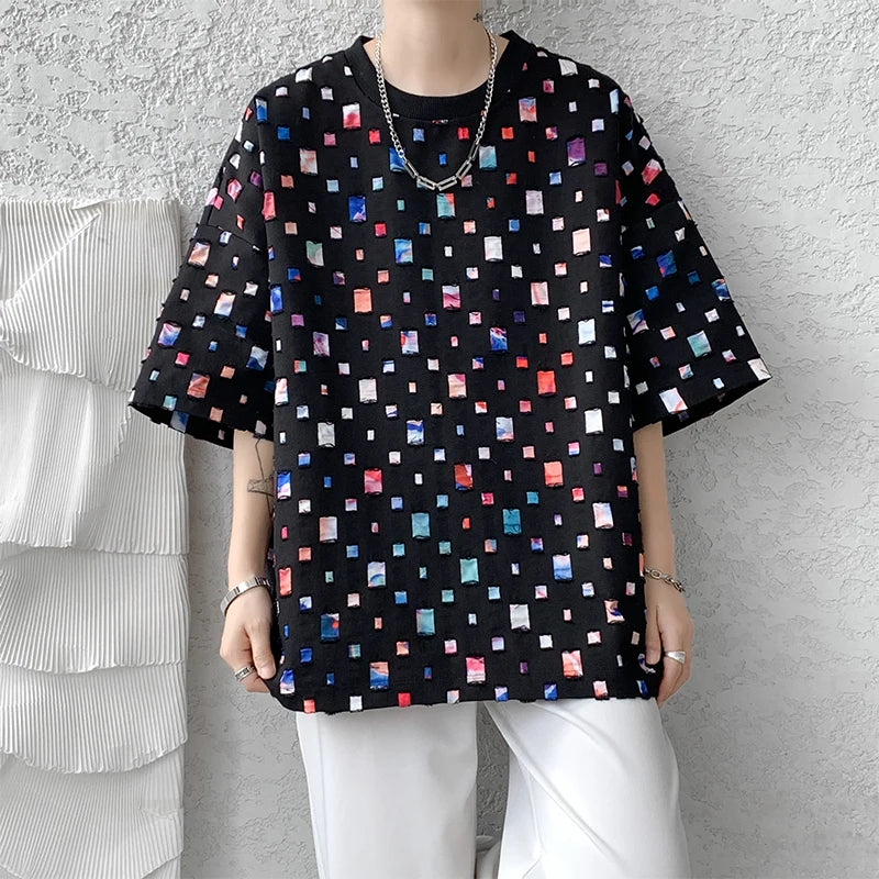 Ripped Color Block Soft Oversized T-shirt - INTOHYPEZONE