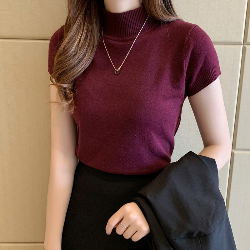 Turtleneck Knitted Women Blouse - INTOHYPEZONE WOMEN