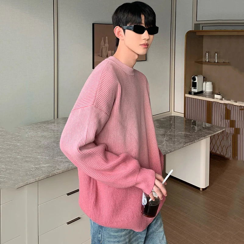 Gradient Color Round Neck Sweater - INTOHYPEZONE