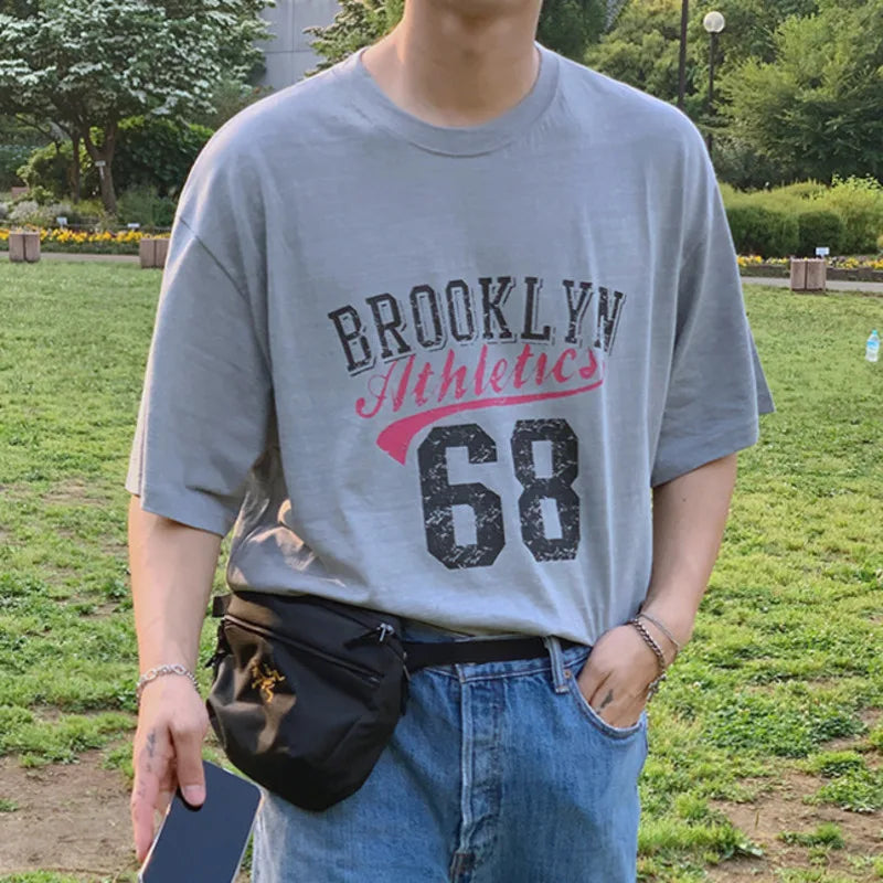BROOKLYN Letter Printed Short Sleeve T-shirt - INTOHYPEZONE