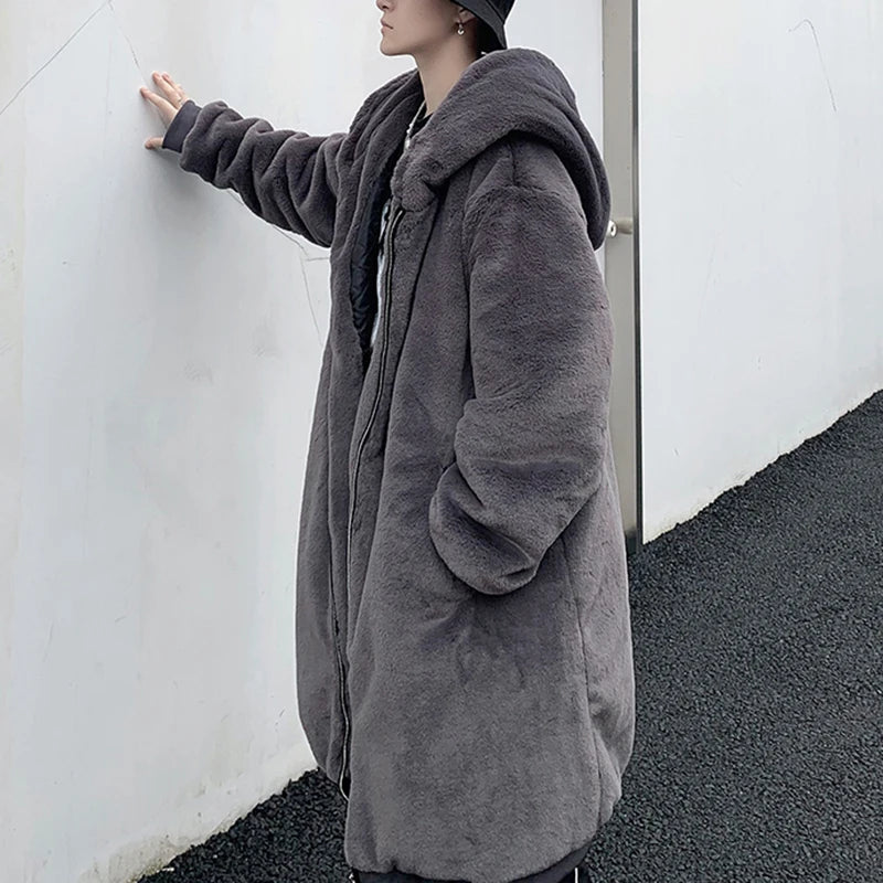 Cotton Hooded Woolen Long Coat - INTOHYPEZONE
