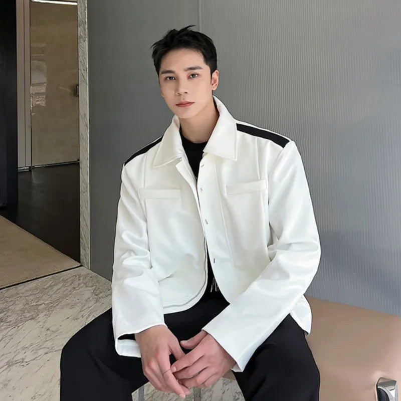 Black White Contrast Color Casual Jacket - INTOHYPEZONE