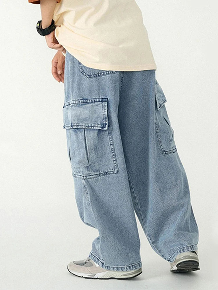 Baggy Loose Cargo Denim Pants - INTOHYPEZONE