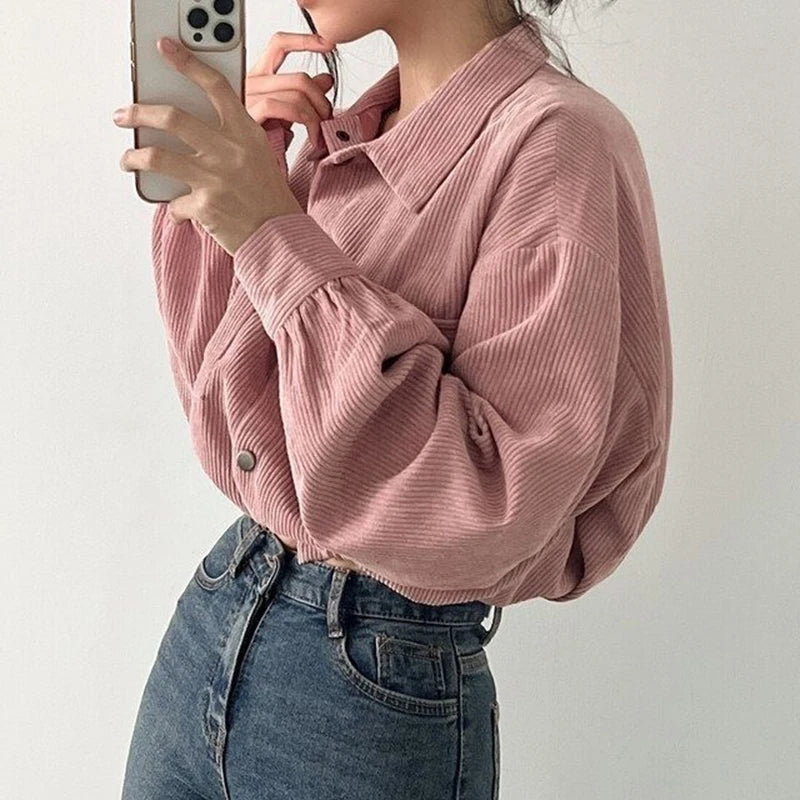 Corduroy Drawstring Cropped Jacket - INTOHYPEZONE